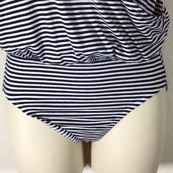 Top Shop Body Suit Black White Stripe Spaghetti Straps Blouson Top Size 4 Tall - Picture 3 of 10